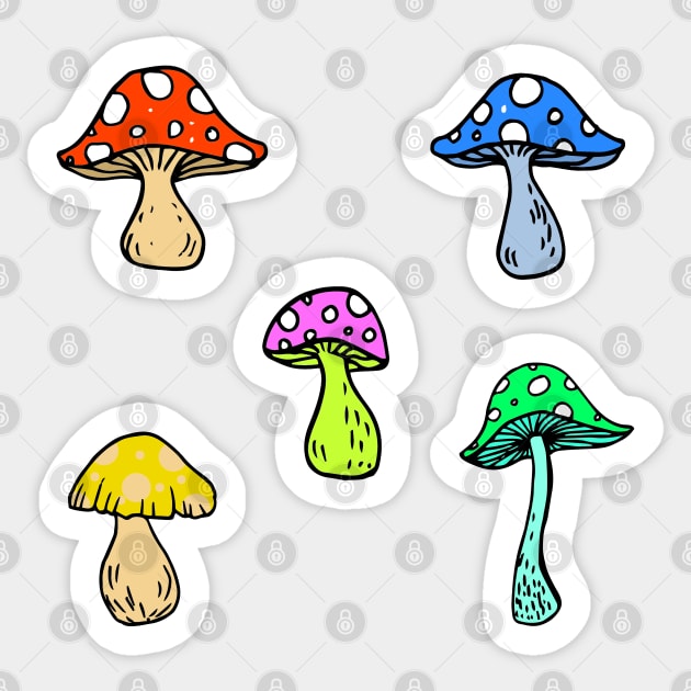 Psychedelic Mushrooms Shrooms Sticker Set Sticker by julieerindesigns